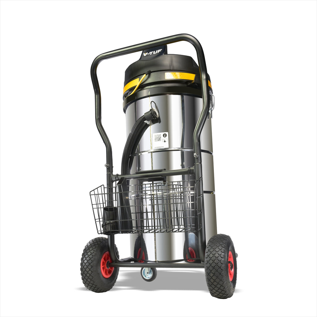 V-TUF GCX9000 240V vacuum angle view showing cyclone body and 3.5kW motor head