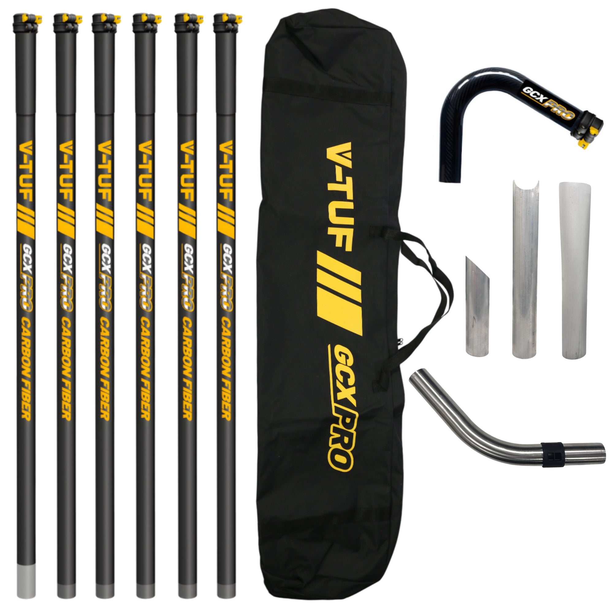 V-TUF GCX HIGH LEVEL 30ft GUTTER KIT -  CARBON FIBRE 30ft (9M) REACH 50MM POLES  - FITS GCX SIDE INLET MACHINES