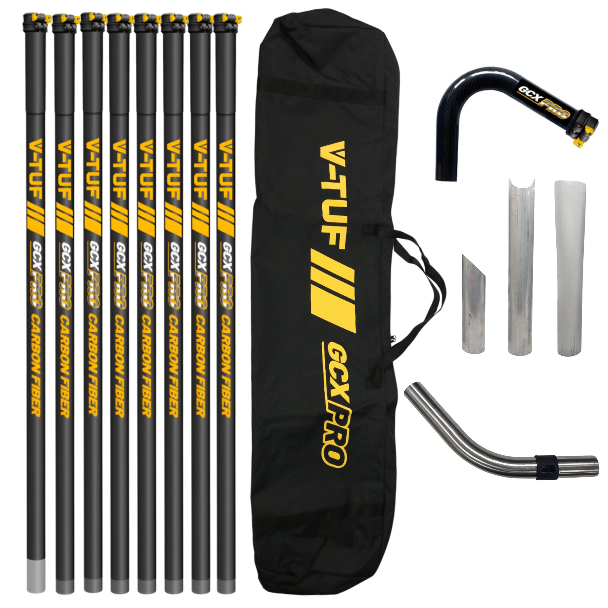 V-TUF GCX HIGH LEVEL 40ft GUTTER KIT -  CARBON FIBRE 40ft (12M) REACH 50MM POLES  - FITS GCX SIDE INLET MACHINES