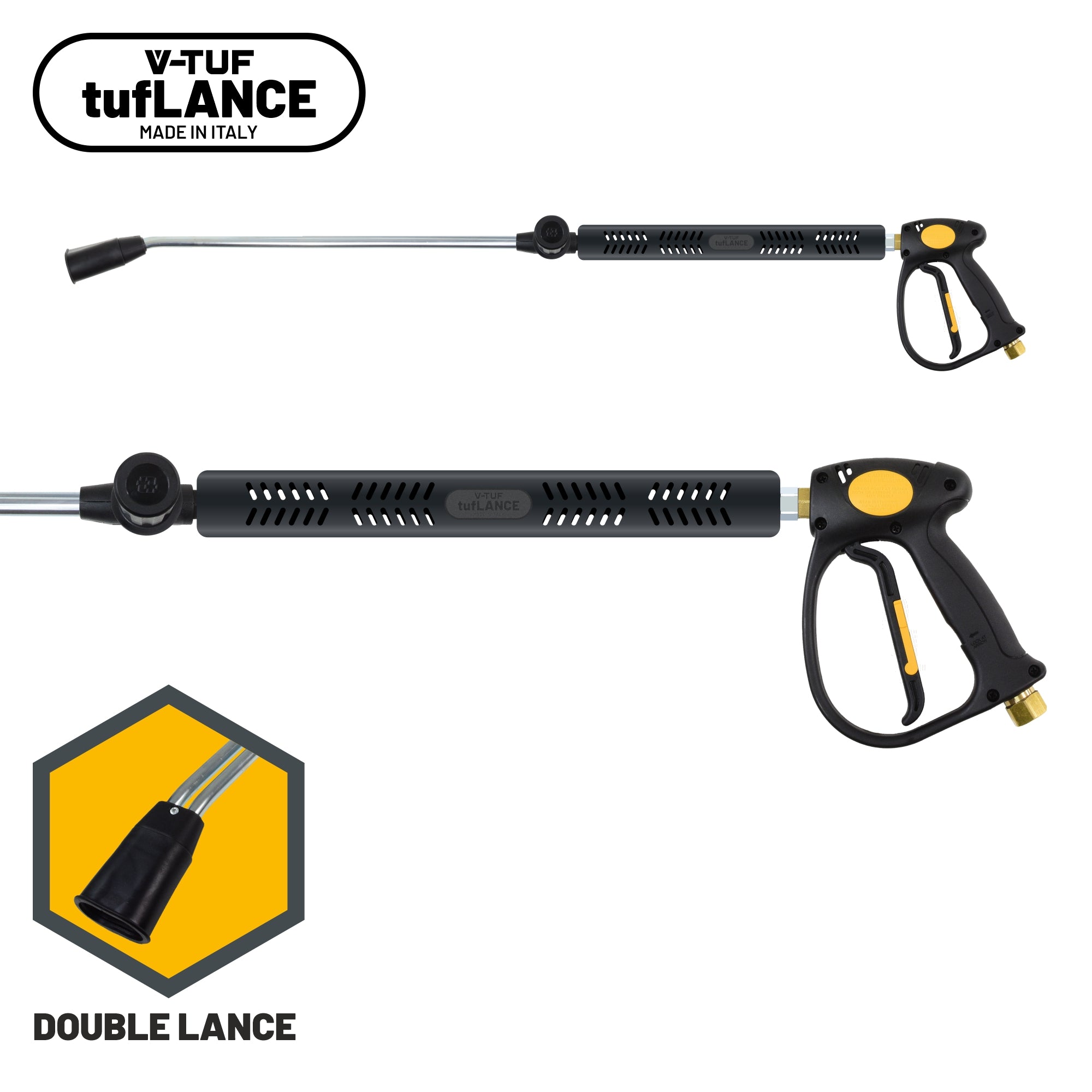 V-TUF tufGUN310 double lance with side handle and jets GDLNKIT12SH, front view