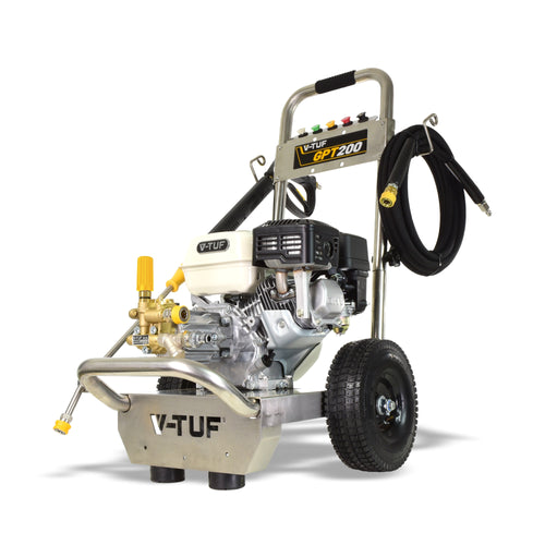 V-TUF GPT200 6.5HP Honda petrol pressure washer 190 Bar 12L/min stainless frame, front view