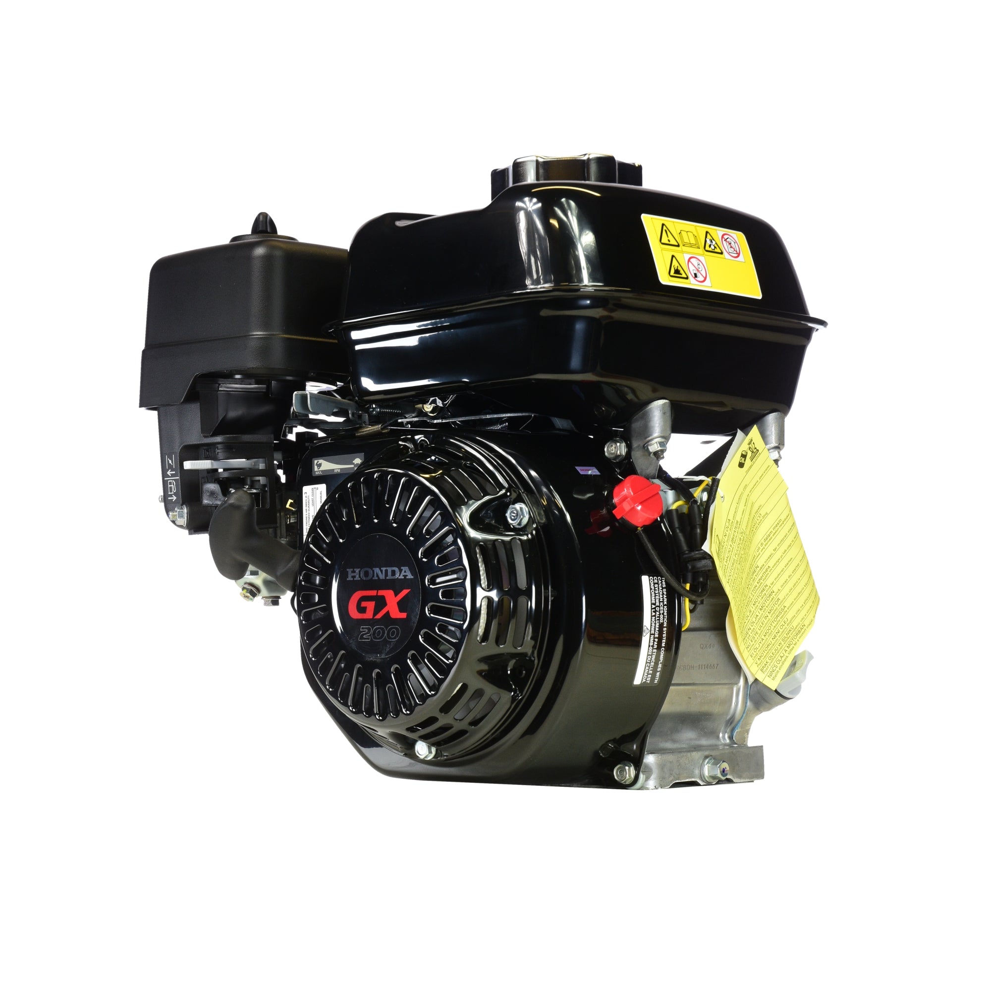 V-TUF GX200QX Honda engine side view showing recoil starter and oil alert sensor