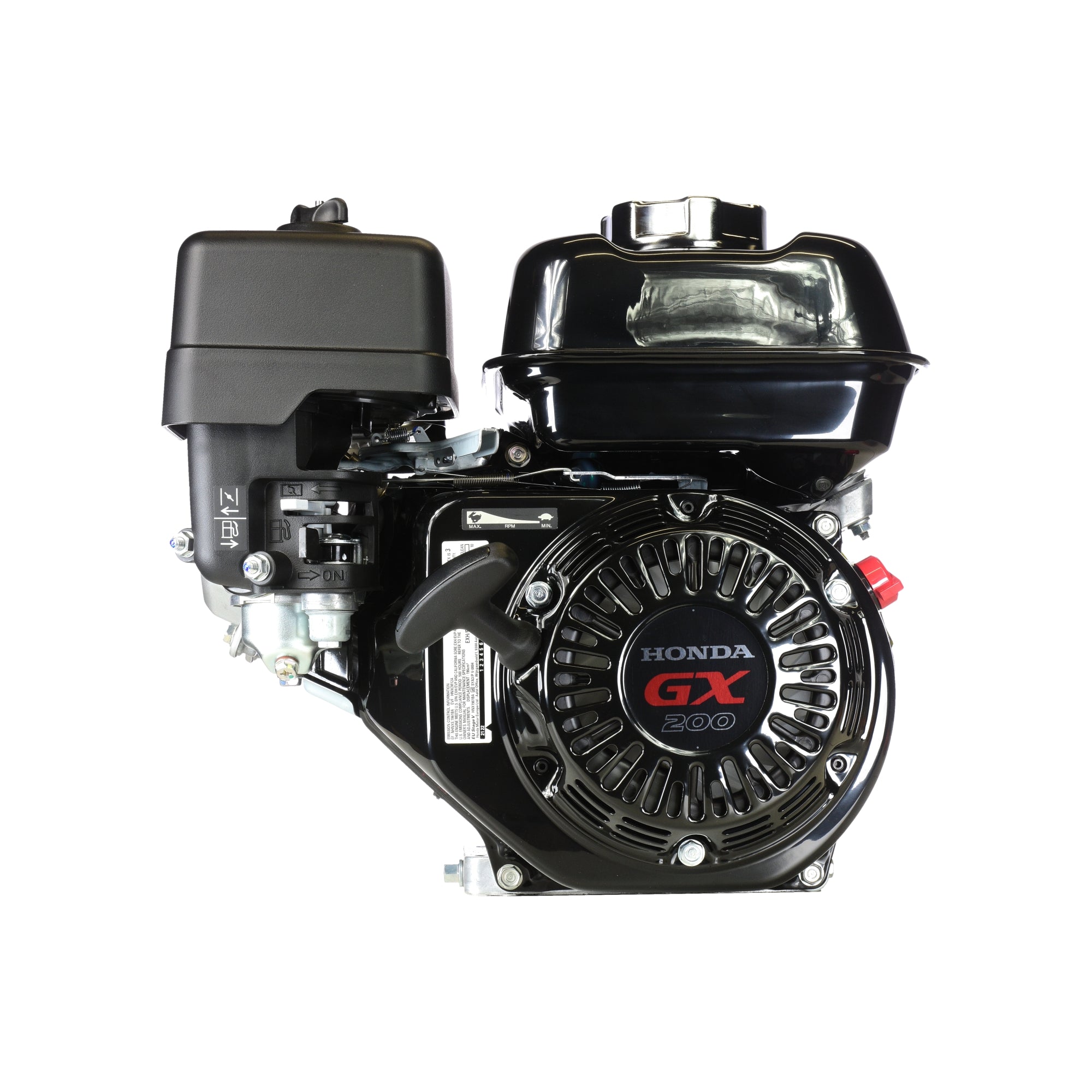 V-TUF Honda GX200 6.5HP engine top view showing fuel tank and air filter housing