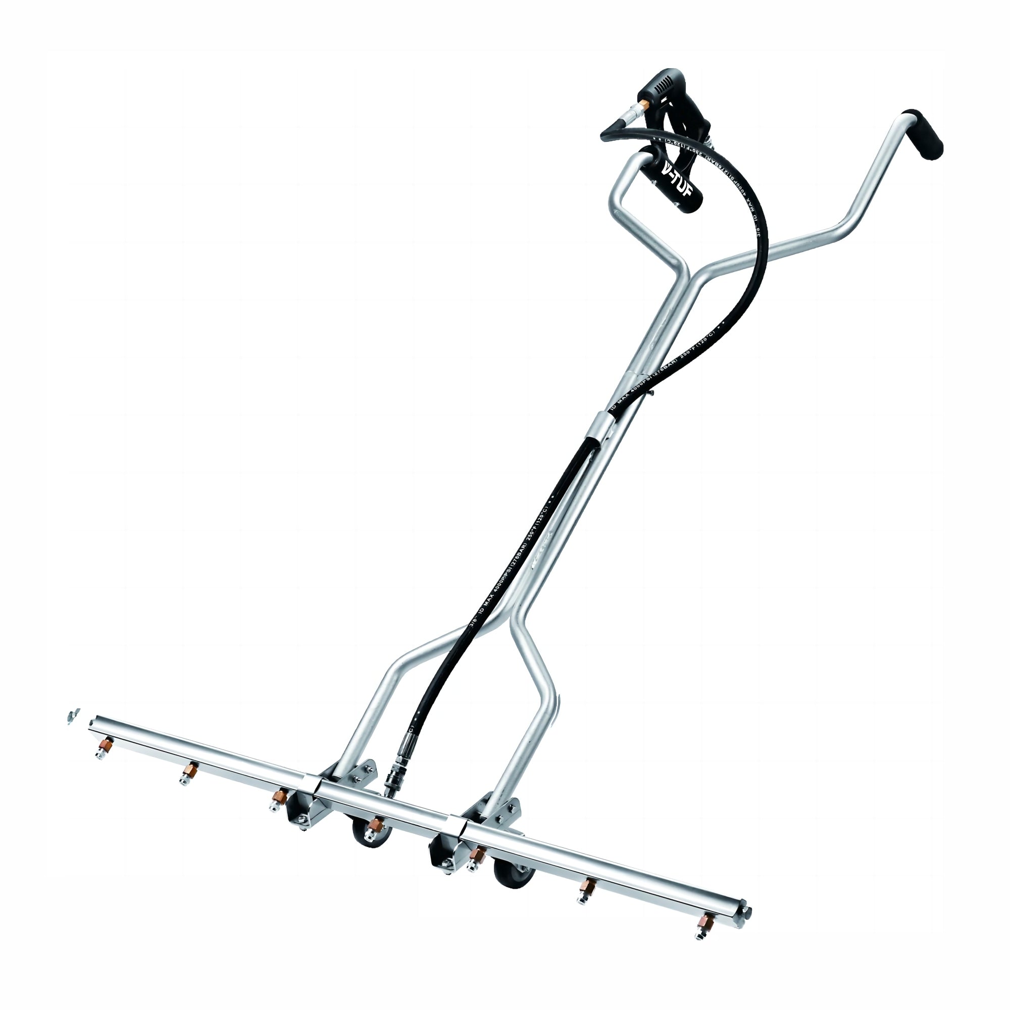 V-TUF water jet broom H1.275 1000mm wide with 7 fan jets, handle and trigger MSQ male inlet