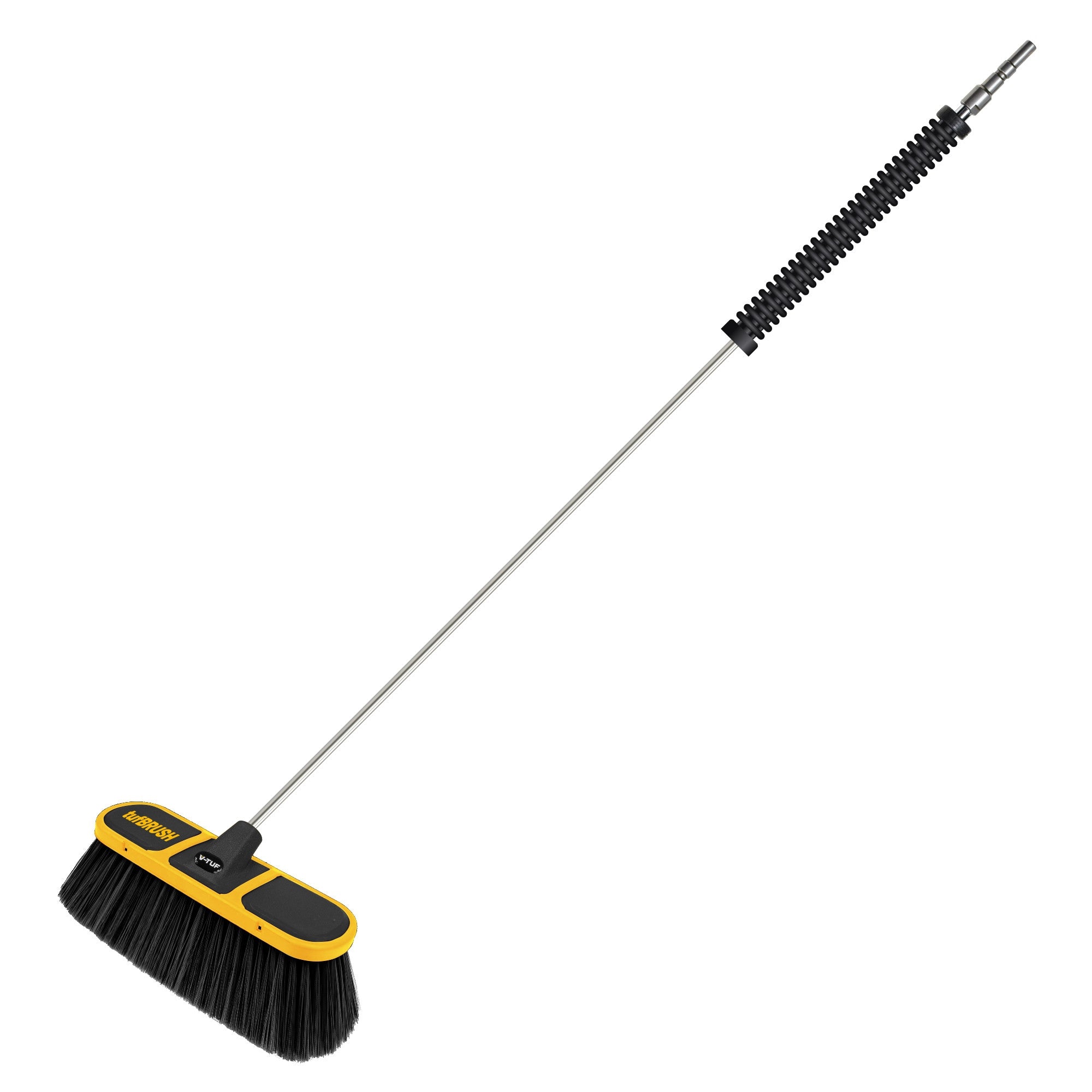 V-TUF SOFT BRISTLE CAR WASH BRUSH (90mm WIDE) WITH BEND 900mm HANDLE & KTQM INLET - H2.021LKTQ10