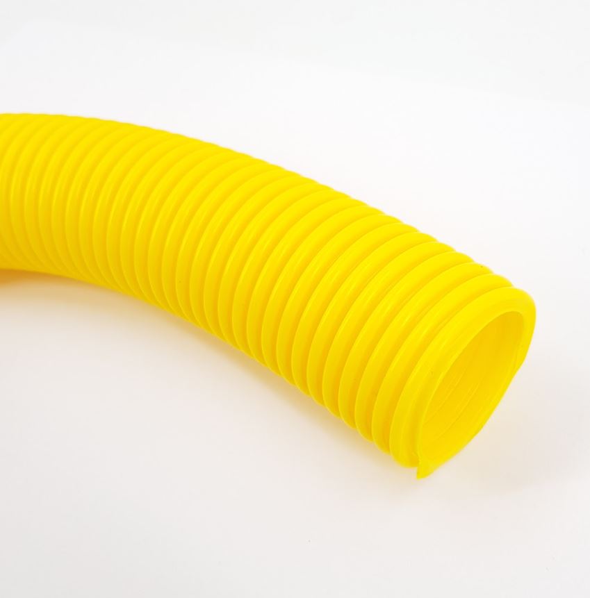V-TUF H2/1Y yellow vacuum hose cut end showing wall construction and reinforcement