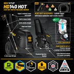 V-TUF HD140HOT hot water washer side view showing diesel burner unit and control panel