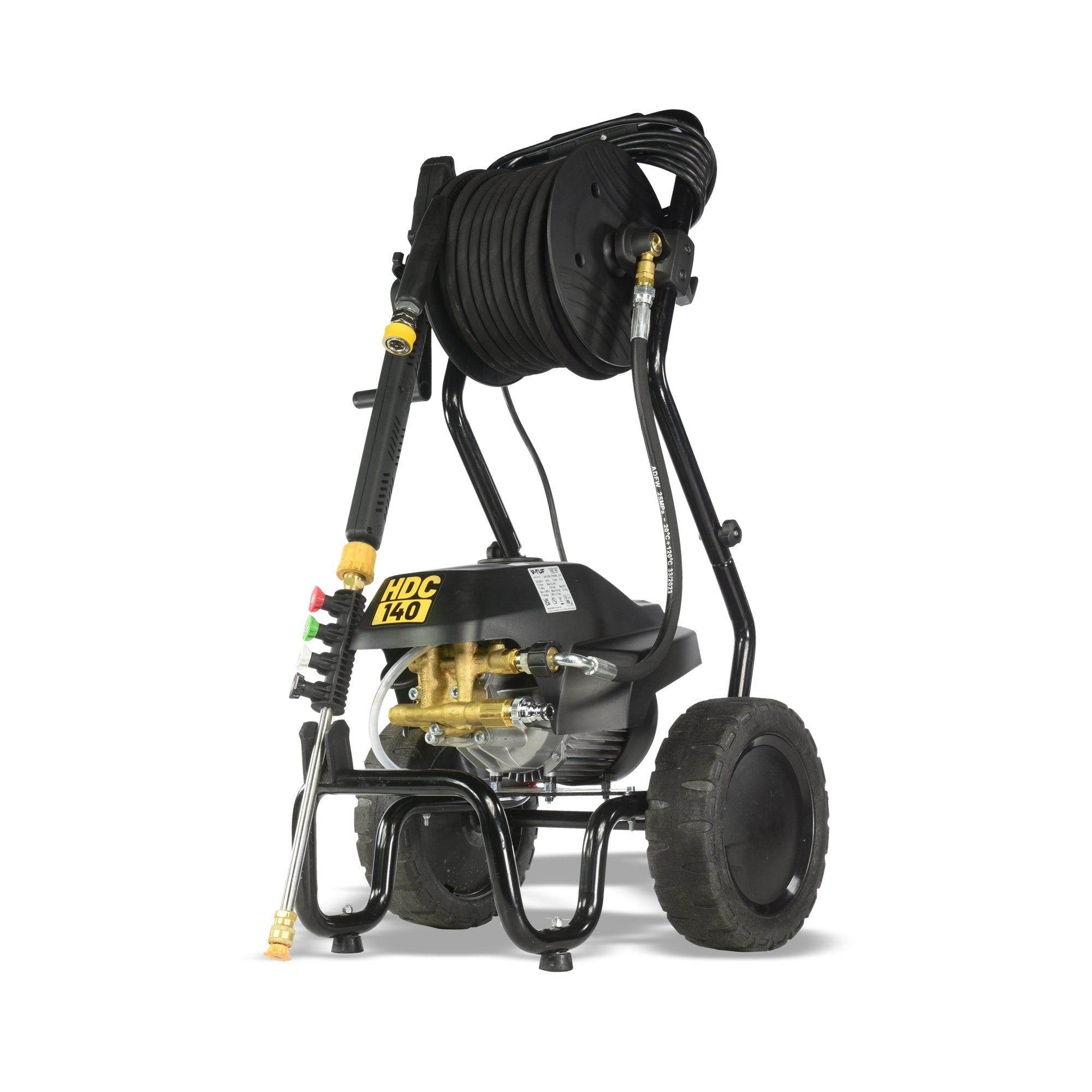 V-TUF HDC140 professional cold electric pressure washer with hose reel, front view