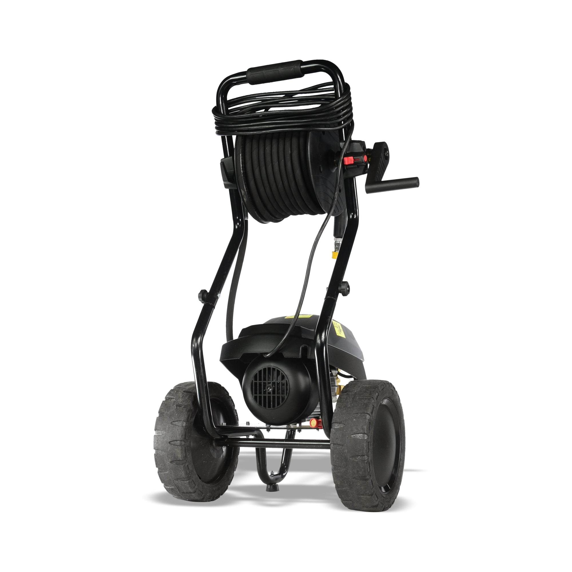 V-TUF HDC140 cold electric pressure washer angle view showing cage frame and hose reel