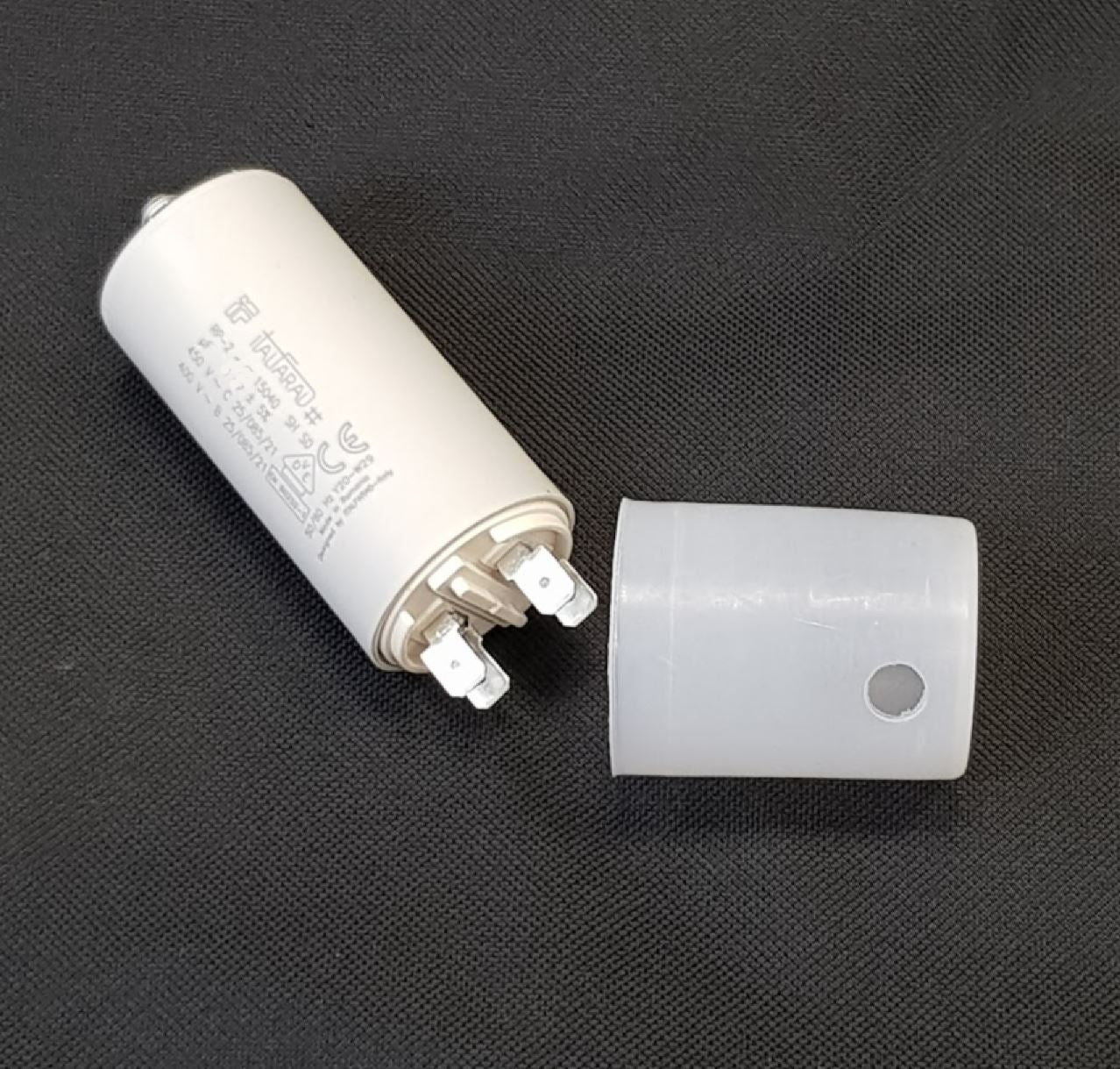 V-TUF capacitor with terminals for pressure washer motor start circuit replacement