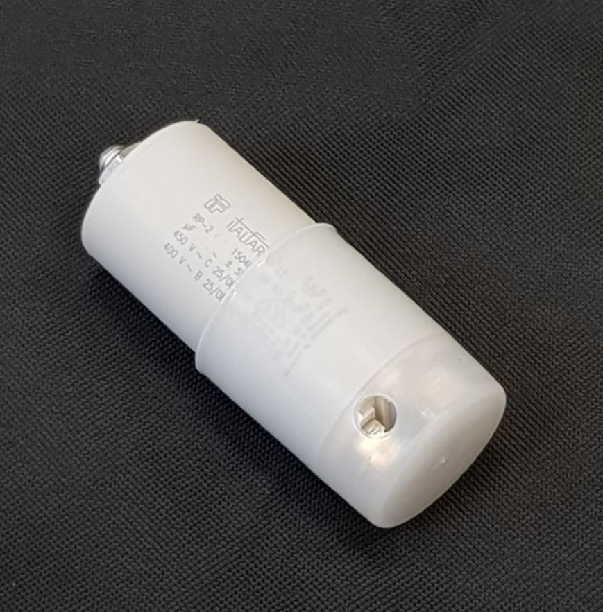 V-TUF capacitor small value with terminals close-up showing body and connection tags