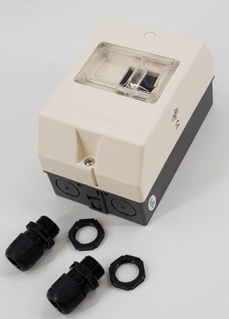 V-TUF enclosure kit I10.500K for manual motor starter with two cable glands, weatherproof housing