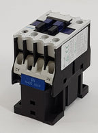 V-TUF contactor close-up showing auxiliary contact block and coil connection terminals