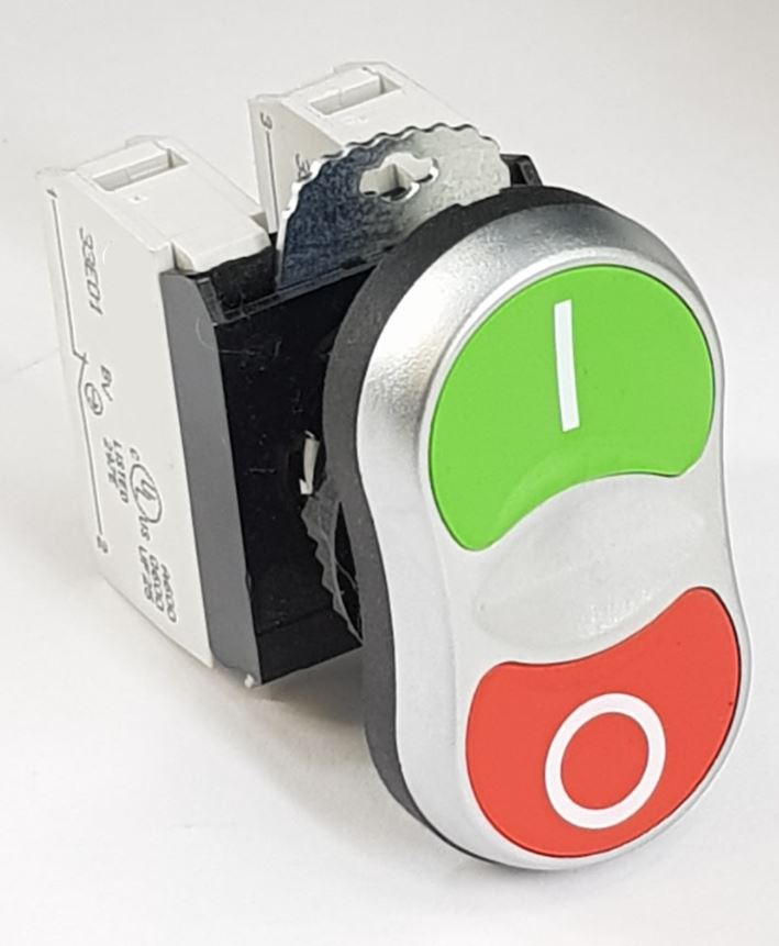 V-TUF I2.021PB push button switch and contactor assembly close-up showing buttons