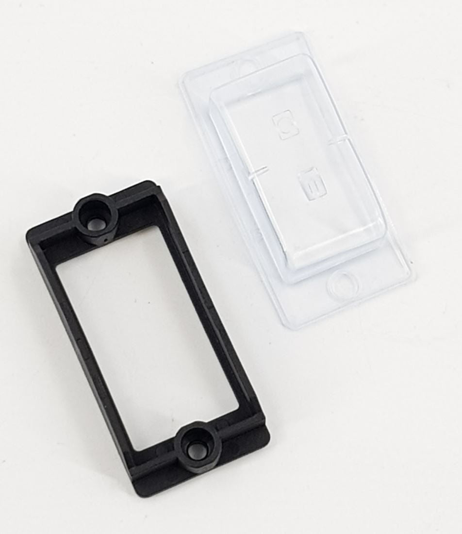 V-TUF I2.210 switch cover fitted view showing protective frame and rocker switch access