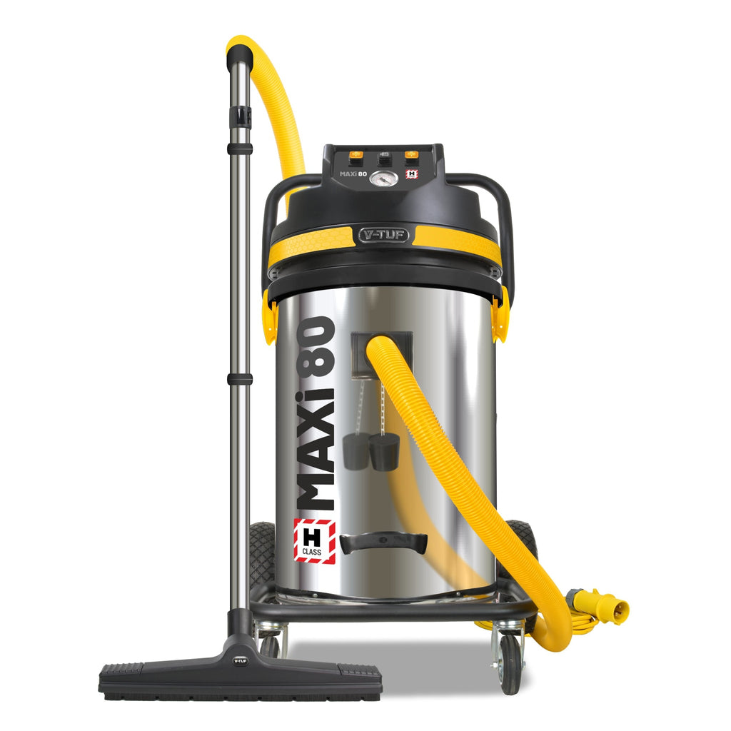 V-TUF MAXi 110v vacuum range front view showing yellow casing and 110v orange power lead