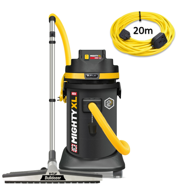 V-TUF MIGHTY XL HSV 37L M-Class Wet & Dry Dust Extraction Vacuum Cleaner - 1250W with Velocity Monitor - 240V Mains