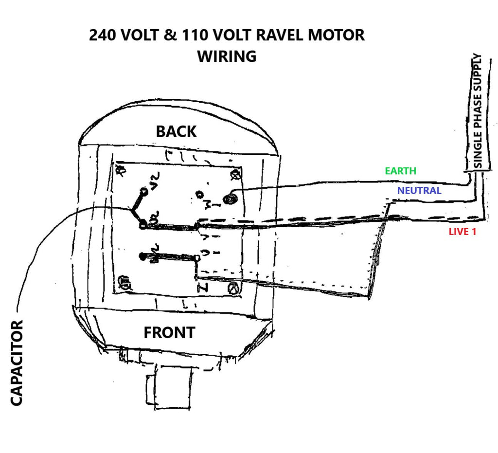 V-TUF MS.243 solid shaft motor side view showing 240V nameplate and terminal box