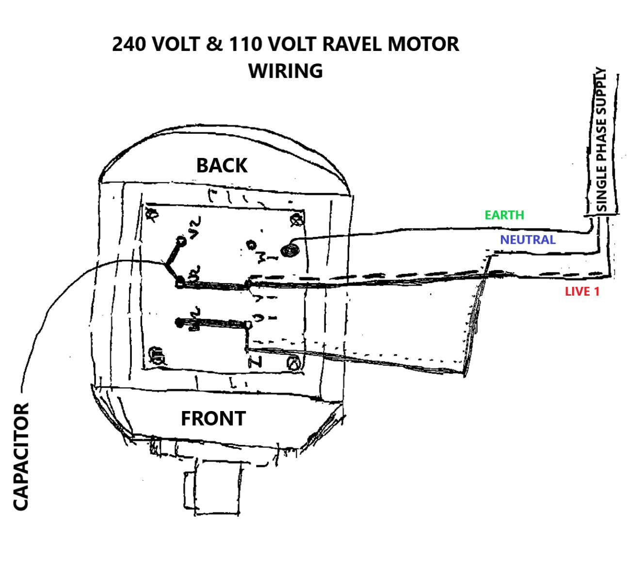 V-TUF MS.243 solid shaft motor side view showing 240V nameplate and terminal box
