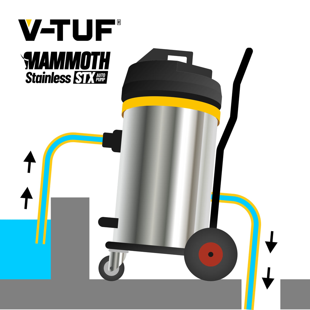 V-TUF MAMMOTH240-STXAUTO angle view showing stainless body and accessory storage