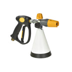 V-TUF OPF074G foam gun close-up showing adjustable nozzle and foam bottle connection