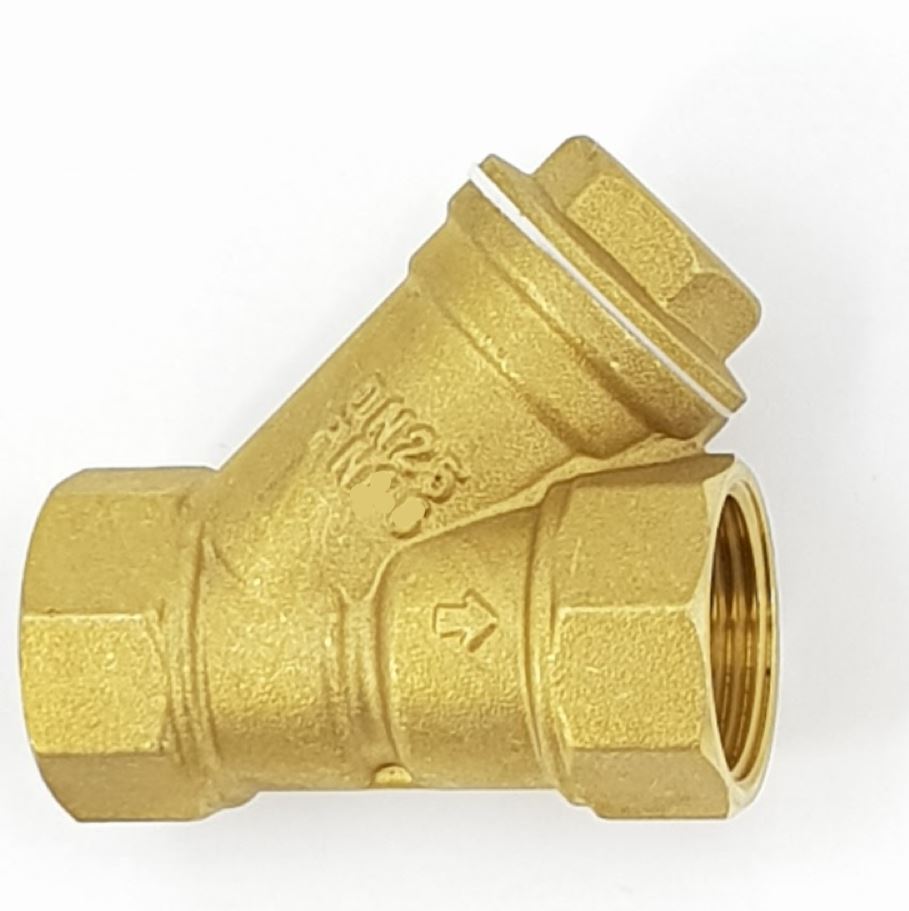 V-TUF brass Y-filter P13.2108, 1 inch female threads, clear bowl inline water filter