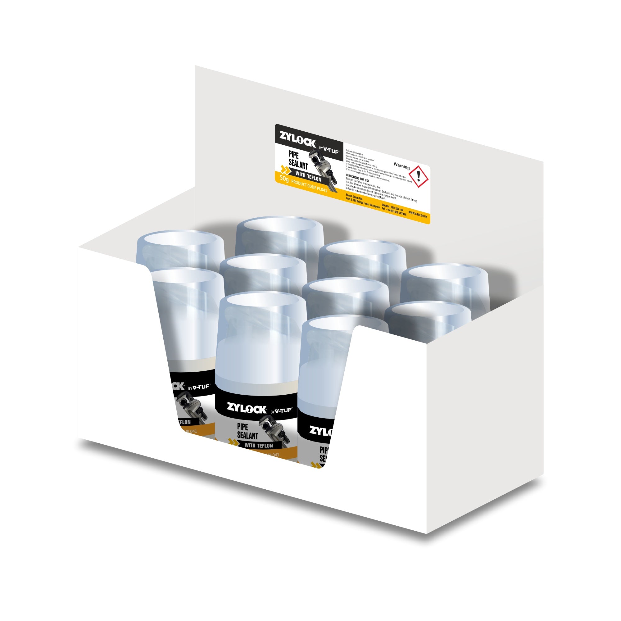 V-TUF ZYLOCK pipe sealant 50ml PL041X10 box of 10 for thread and pipe sealing