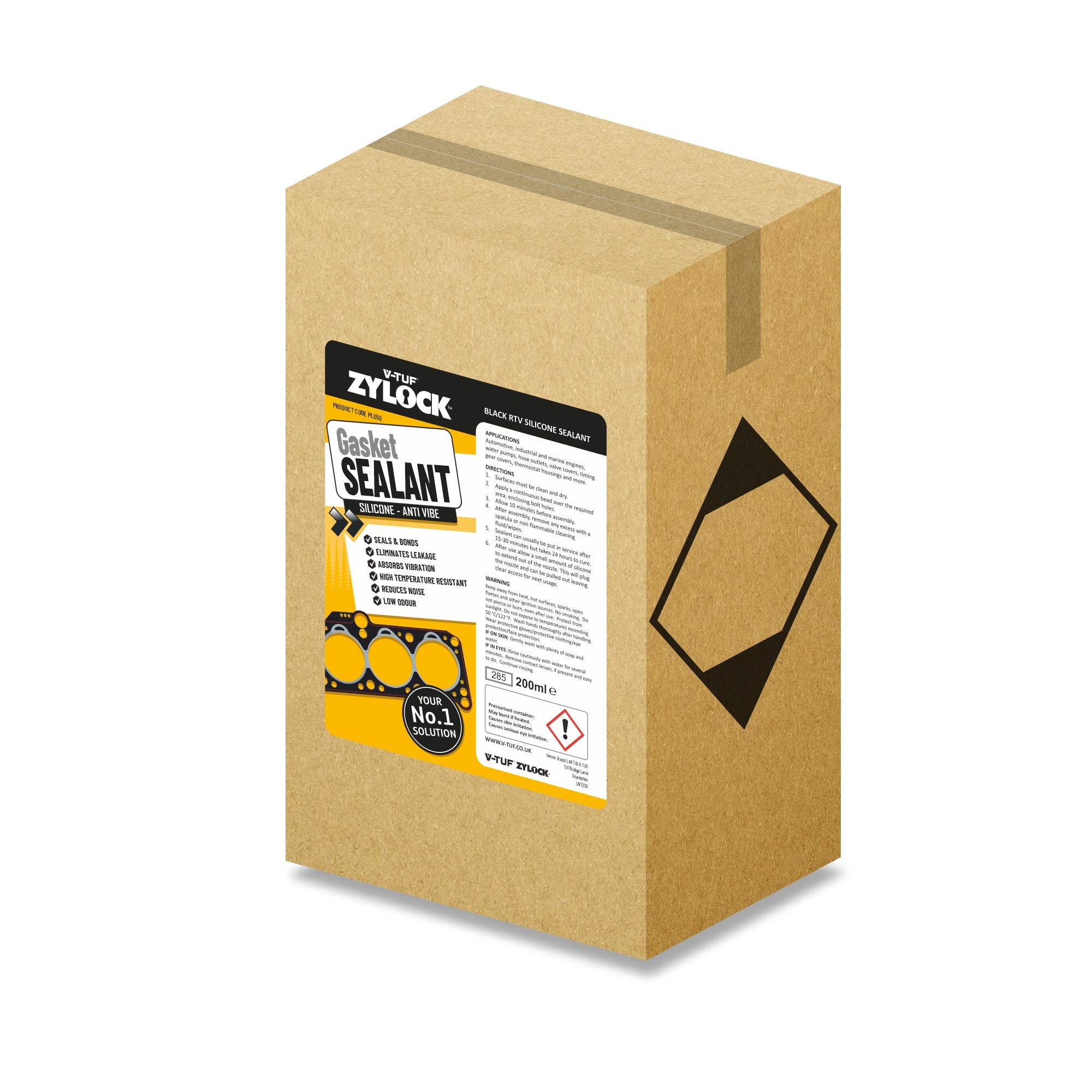 V-TUF ZYLOCK gasket sealant 200ml powercan PL050X12 box of 12 for gasket sealing