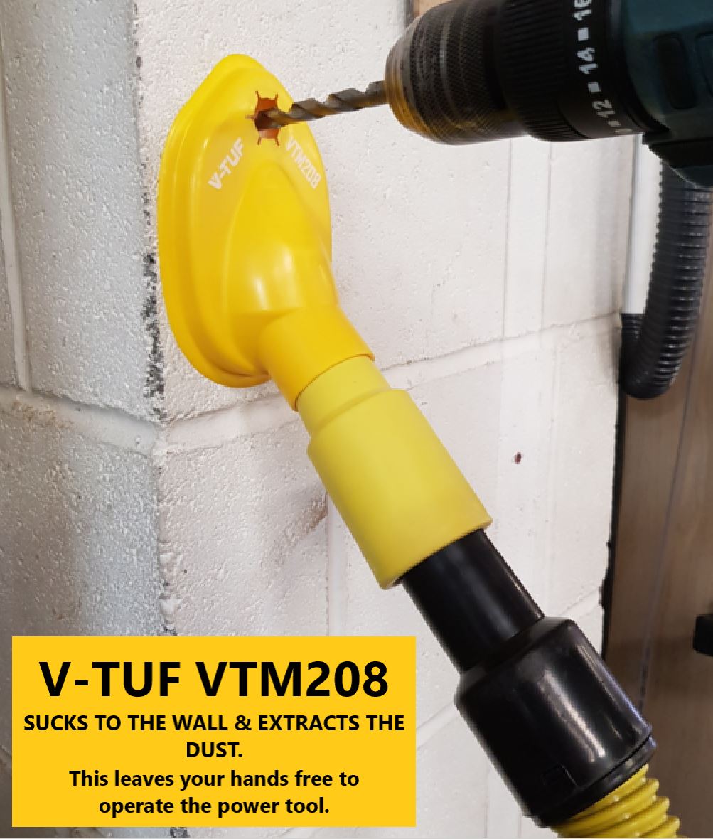 V-TUF VTM208 drill pod shroud standalone view showing vacuum port and rubber seal
