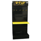 V-TUF POS004 display rack angle view showing light box illuminated and shelf layout