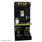V-TUF display rack POS004 in use showing V-TUF products displayed on shelves and hooks