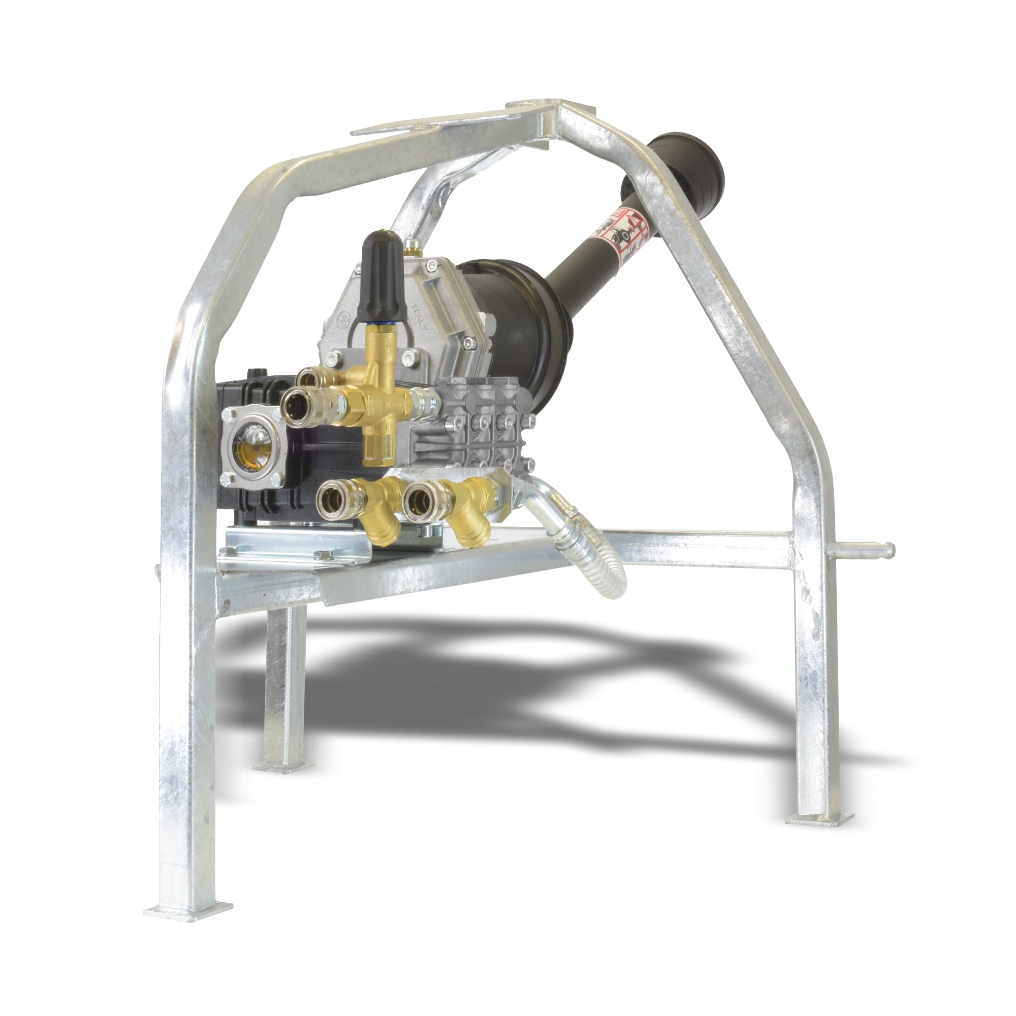 V-TUF PTO pressure washer unit rear view showing PTO shaft connection and pump outlet