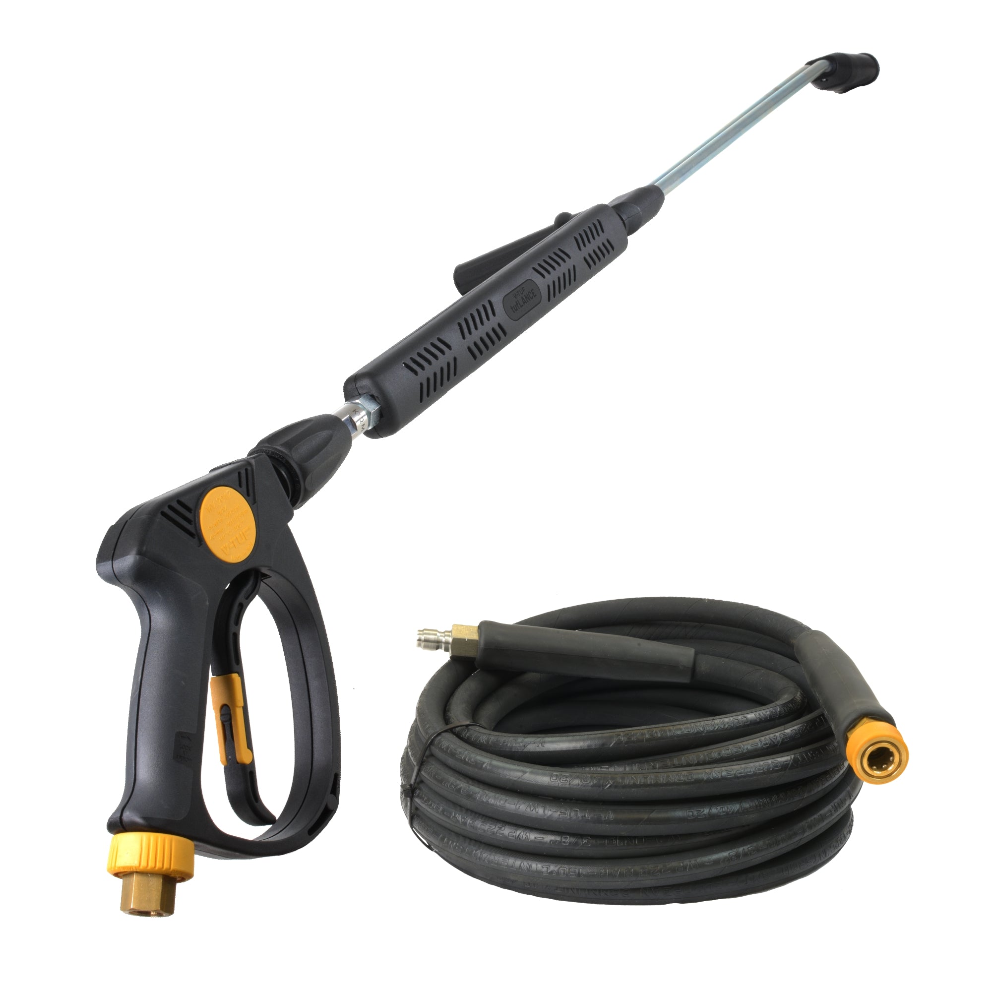 V-TUF RAPID DES 150 Bar 21L/min diesel hot washer in use showing high-flow output