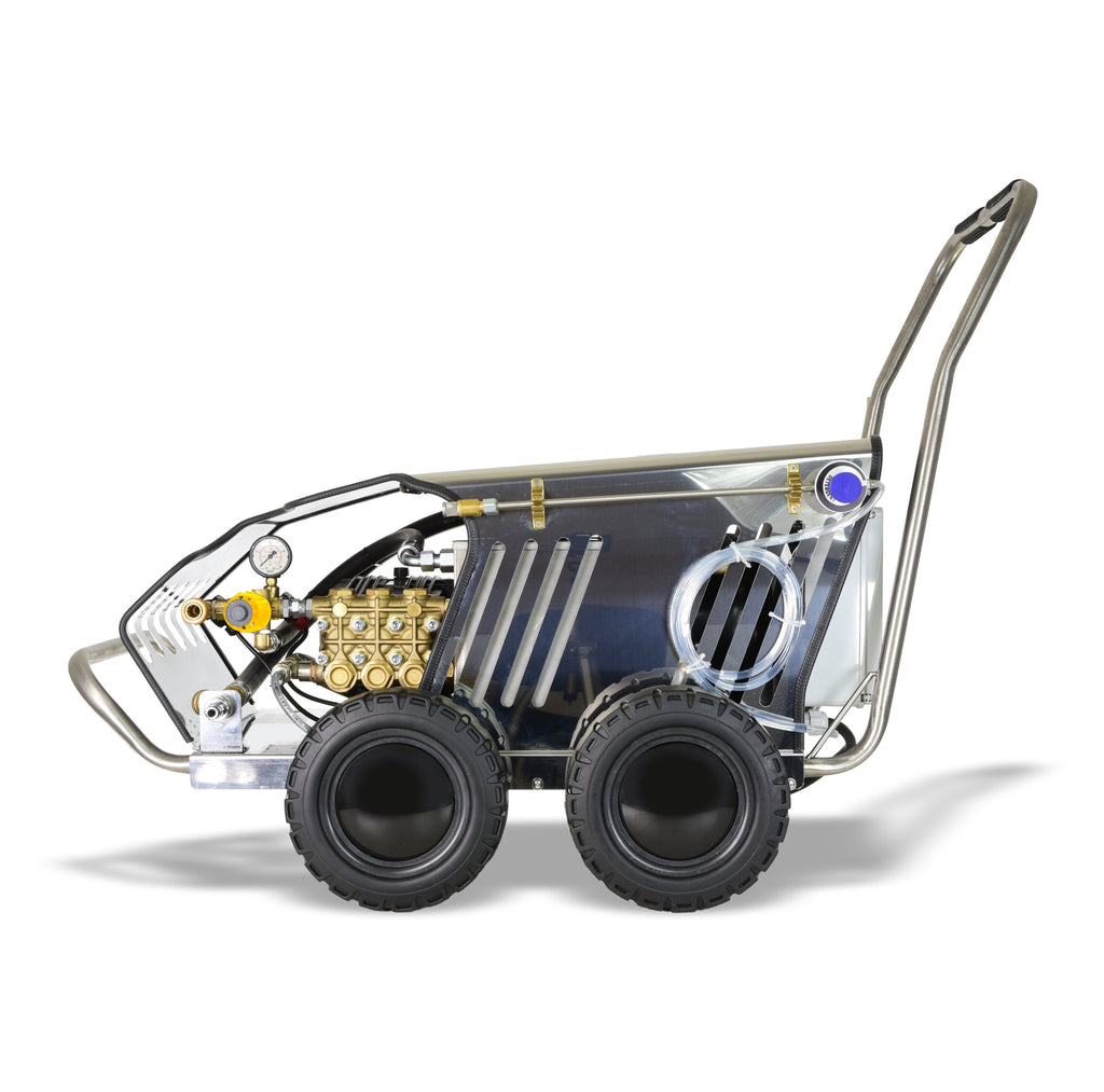 V-TUF RAPID SSC XL 415V mobile cold washer rear view showing water inlet and electrical connection