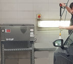 V-TUF RAPIDSS240 stainless cold water washer side view showing stainless cabinet and pump