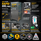 V-TUF RAPIDSXL240 side view showing stainless steel cabinet and diesel burner