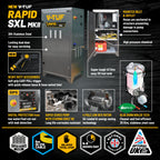 V-TUF RAPIDSXL415-20021 side view showing 415V cabinet, burner and hose connections