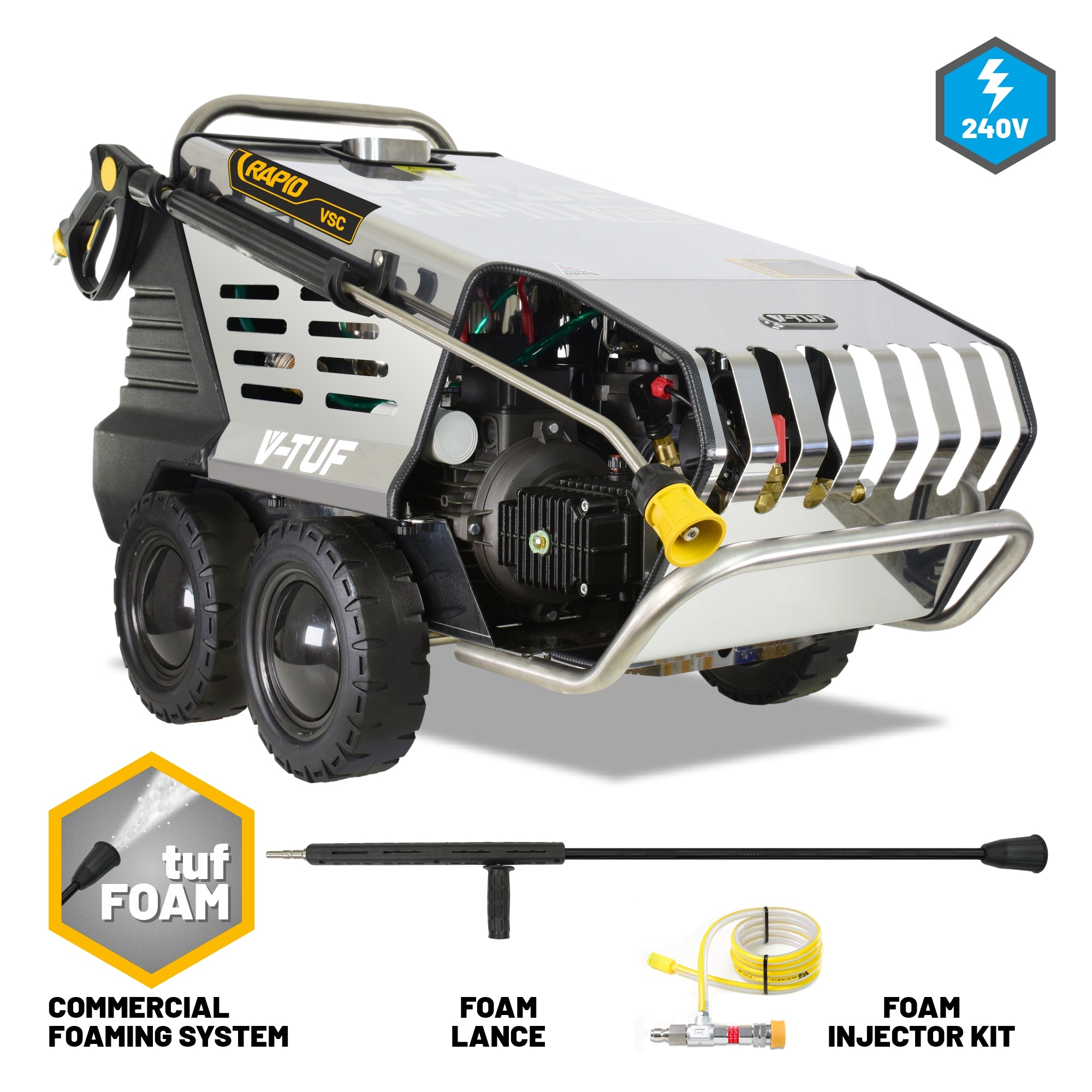 V-TUF RAPID VSCF 415V 150 Bar hot stainless pressure washer RAPIDVSC415F with commercial foam system