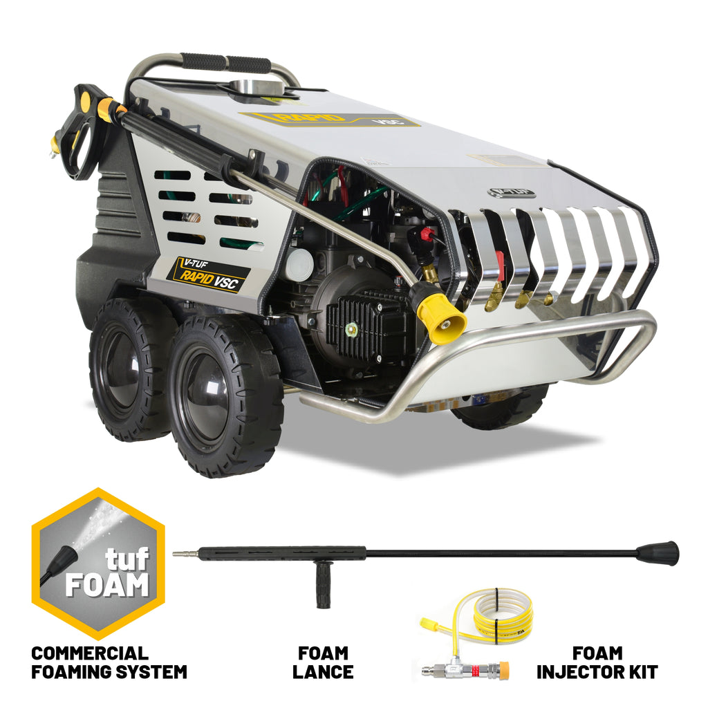 V-TUF RAPID VSCF 240V hot water stainless pressure washer with commercial foam system RAPIDVSC240F