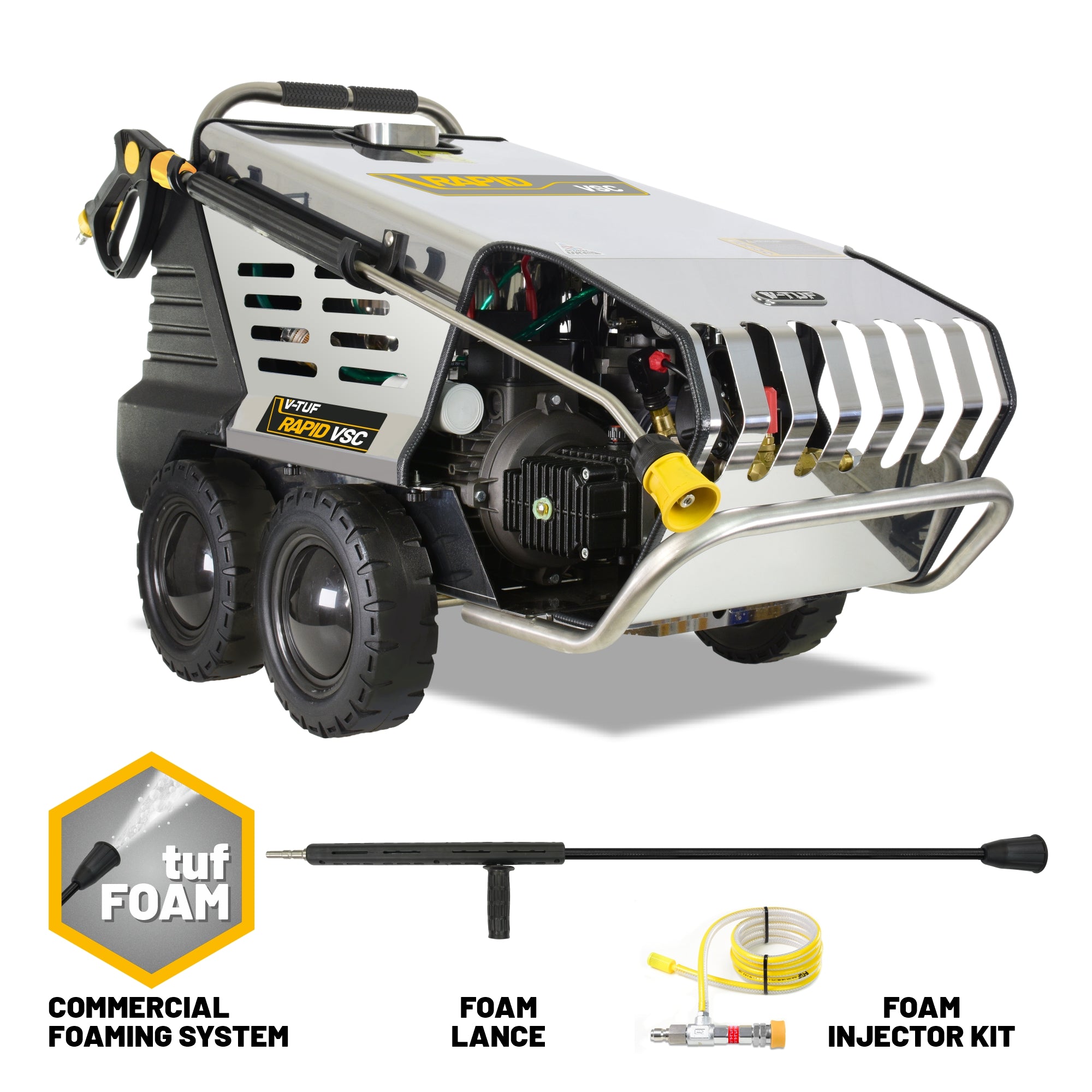 V-TUF RAPID VSCF 240V hot water stainless pressure washer with commercial foam system RAPIDVSC240F