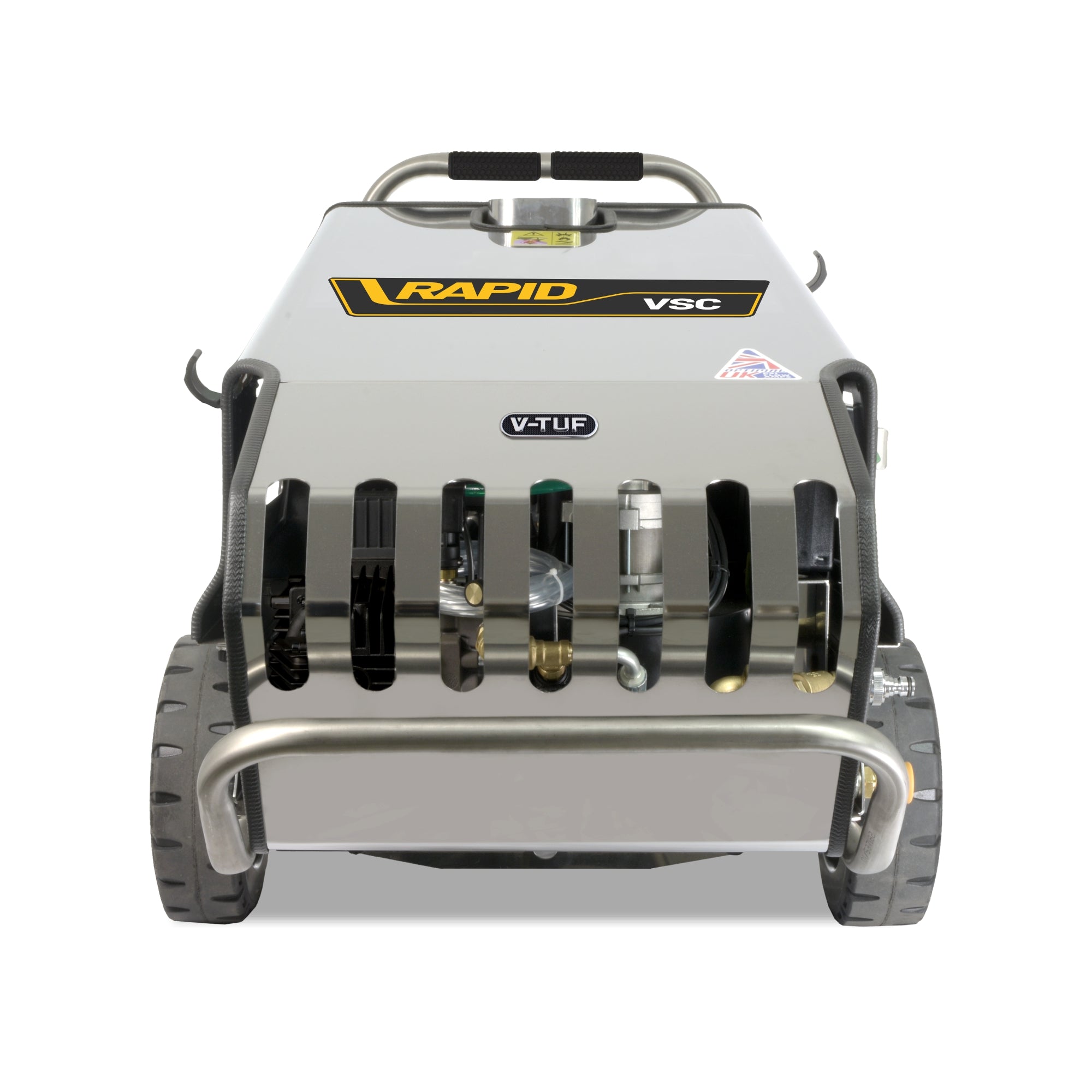 V-TUF RAPID VSC 240v industrial washer full view on stainless box frame with wheels