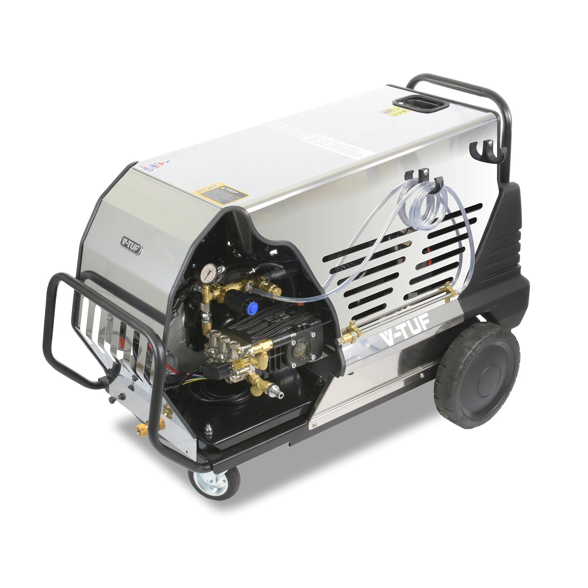 V-TUF RAPIDVSCDEM2115 diesel hot washer side view showing Kohler 11HP diesel engine