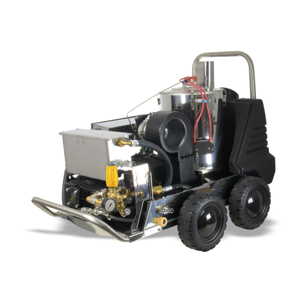 V-TUF RAPID VTS1208HPC hot water site washer close-up of burner and temperature controls