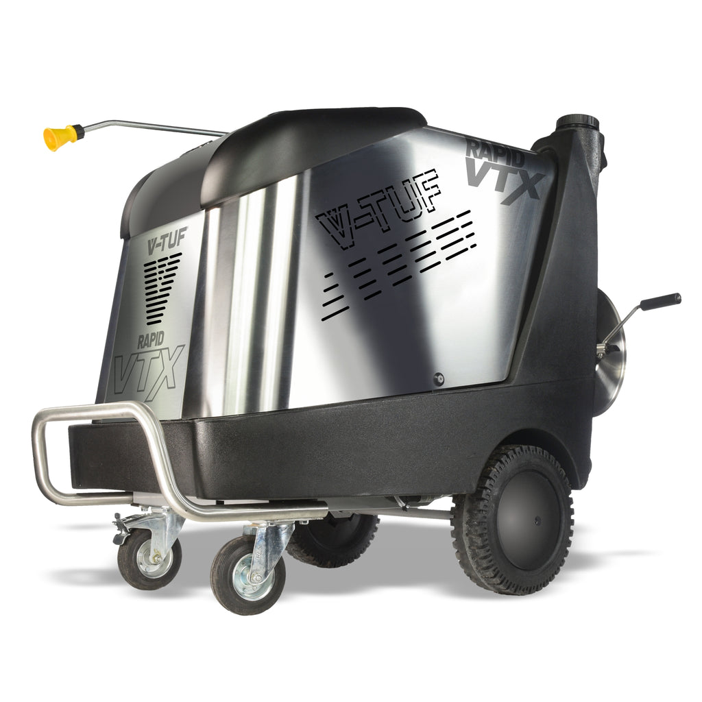 V-TUF RAPID VTX stainless hot pressure washer RAPIDVTX240HR with 30m hose reel, front view