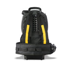 V-TUF RUCKVAC-ION cordless backpack vacuum, yellow body, H13 HEPA M-class, being worn