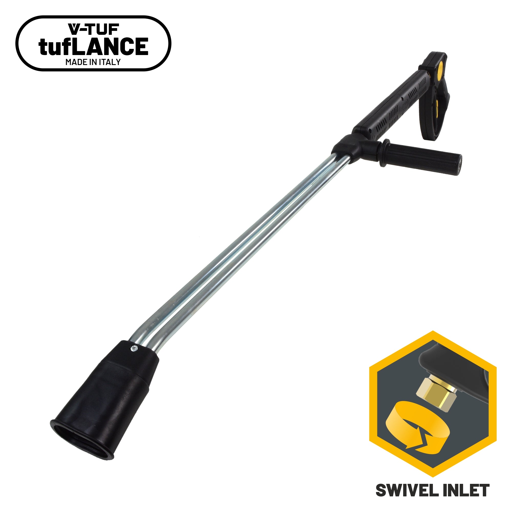 V-TUF SGDLNKIT12SH swivel double lance kit side view showing side handle and jets