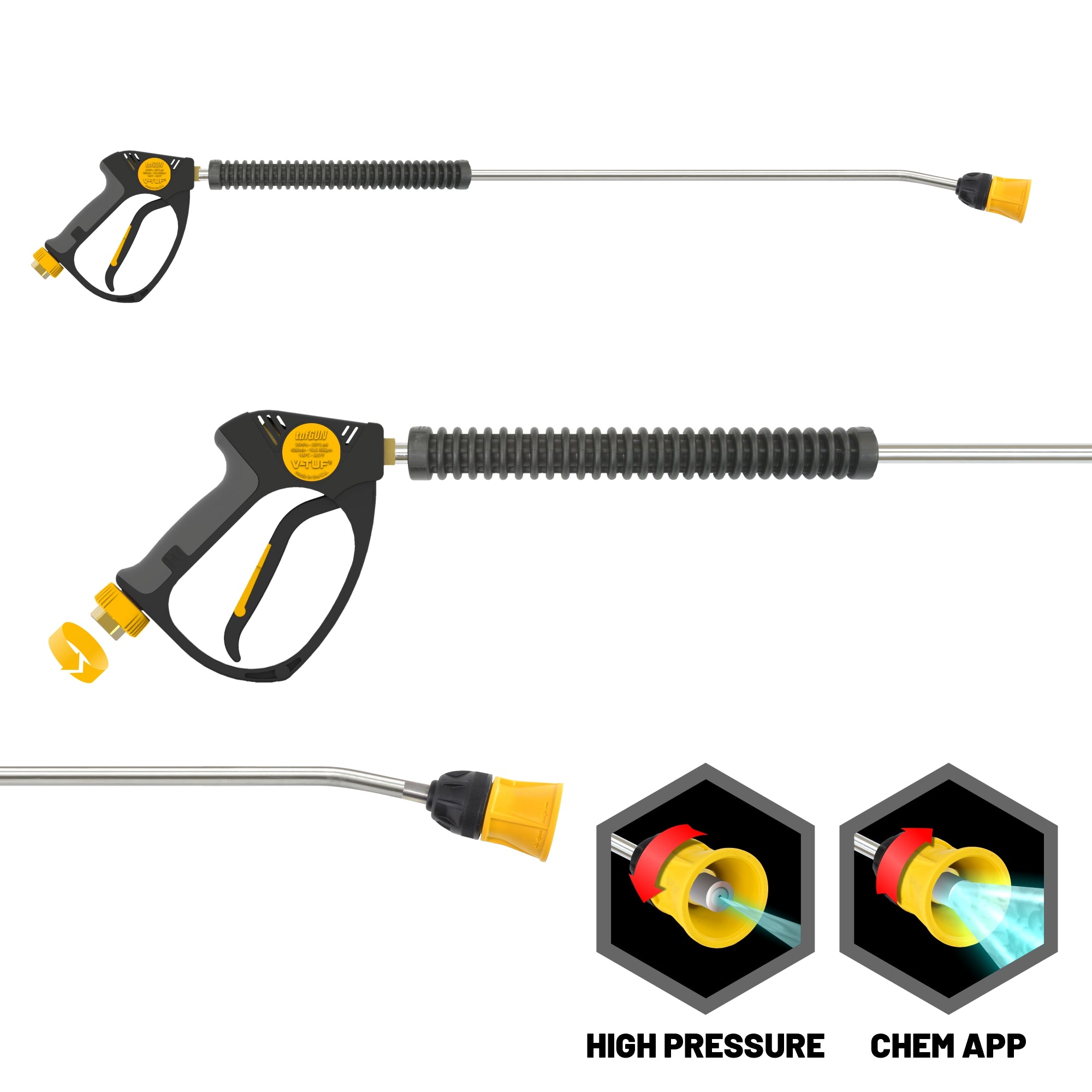 V-TUF tufGUN350 OPTI-GUN swivel with 900mm straight lance and HYPERJET OPTIJET SGLCNKIT15A
