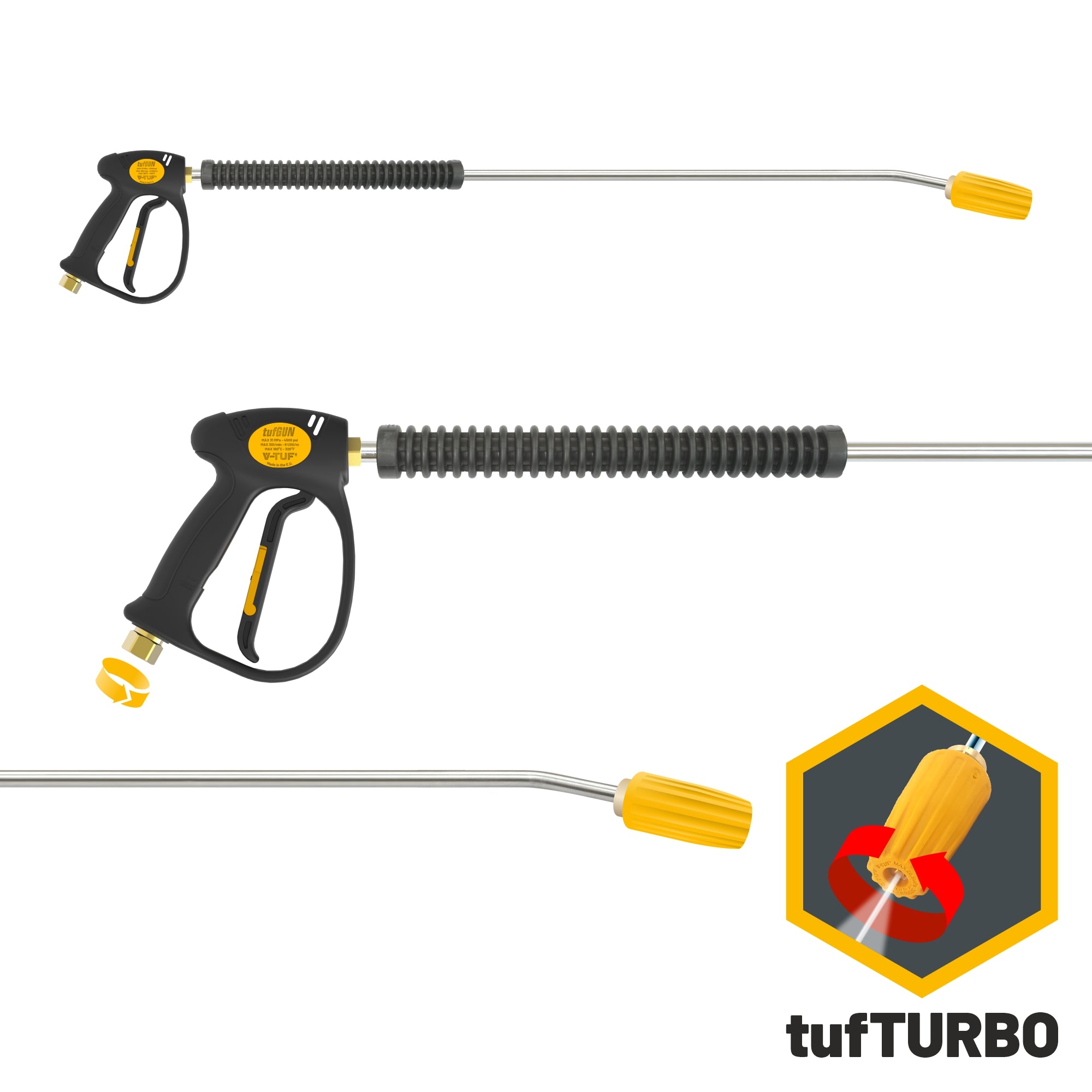 V-TUF tufGUN310 swivel lance with 900mm bent lance and 255 Bar turbo nozzle 080 size SGLTNKIT12-080