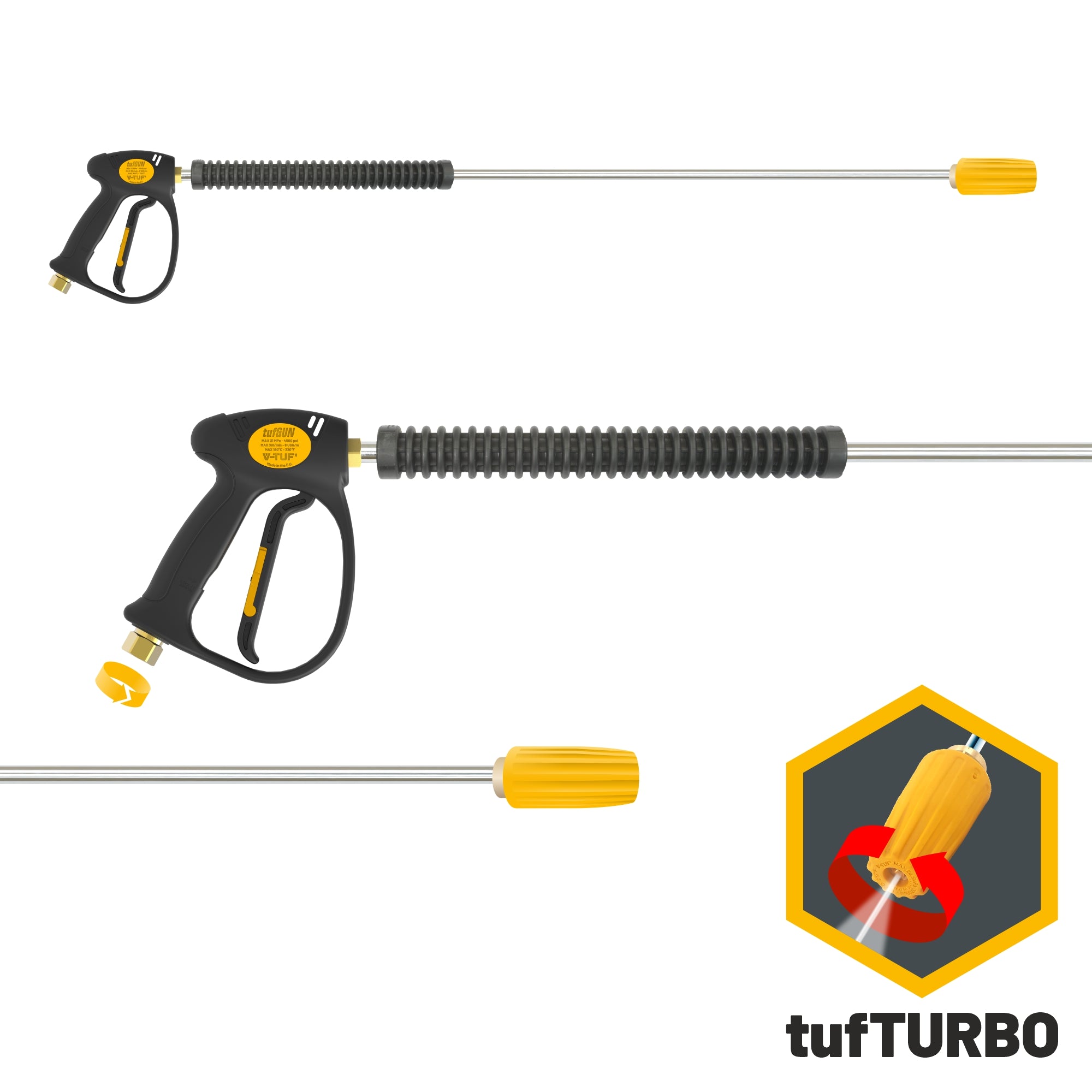 V-TUF tufGUN310 swivel gun with 1200mm lance and 255 Bar turbo nozzle kit SGLTNKIT12(1.2M)
