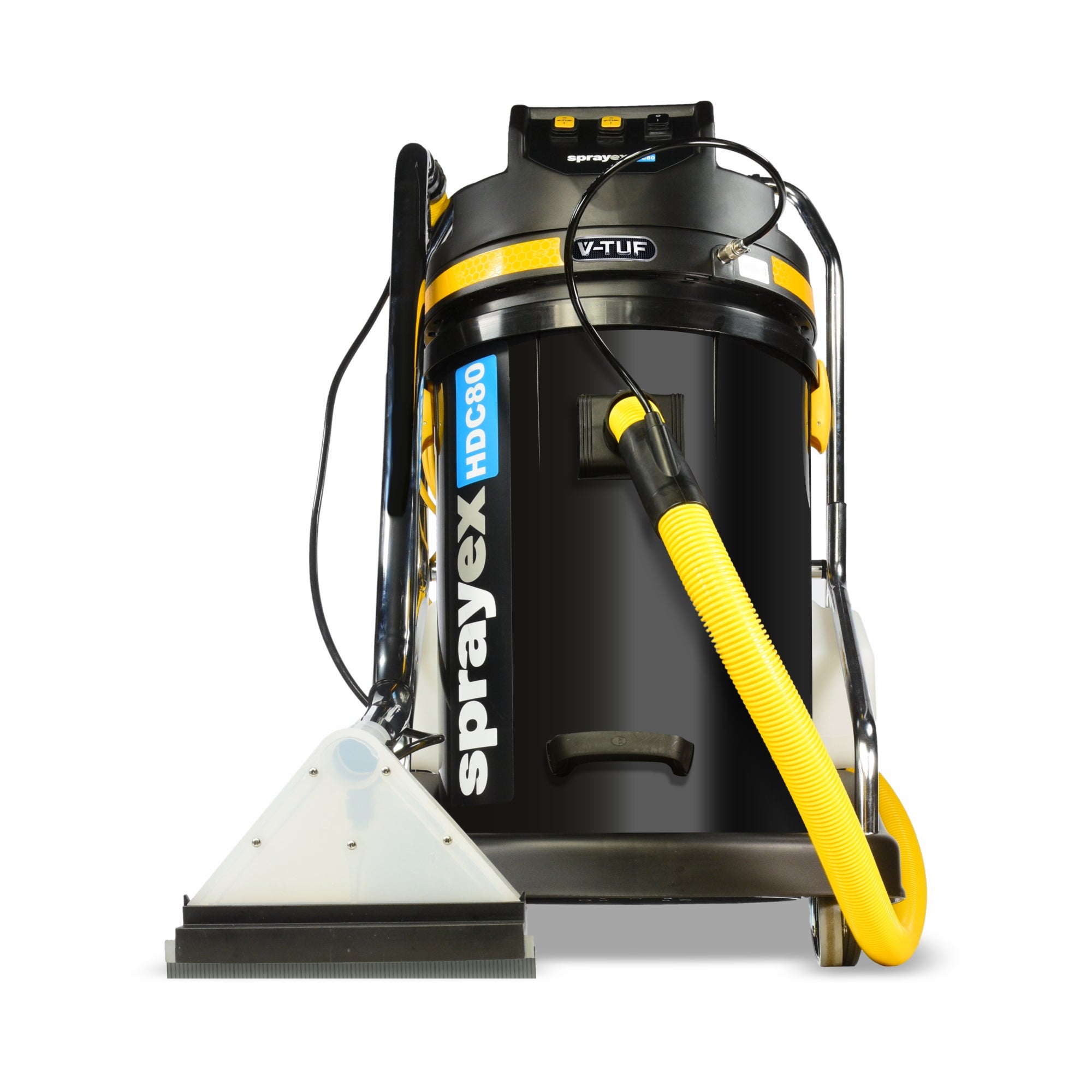 V-TUF SPRAYEXHDC80-240 side view showing 77L recovery tank and 20L detergent tank